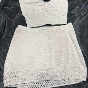 American Eagle Outfitters Cream Knit Skirt Set